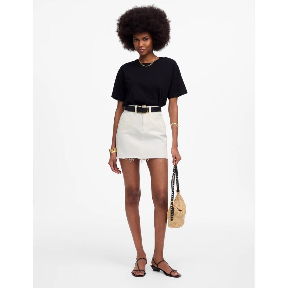 NWT Madewell Raw-Hem Mini Skirt in Pure White Size 29 - Picture 4 of 6